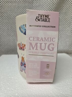 Thyme & Table Butterfly Ceramic Mug - Pink & White